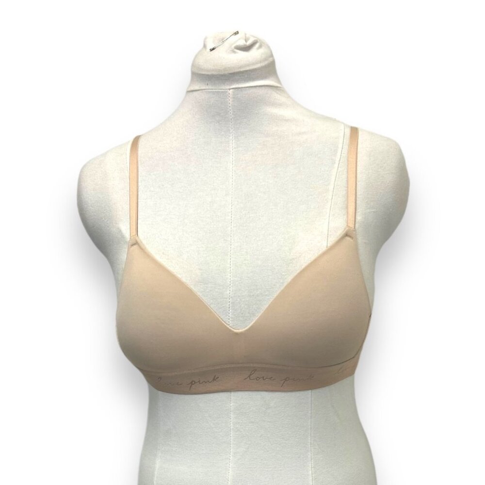 Victorias Secret Pink Wireless Lightly Lined Padded Bra Beige Size 32B
